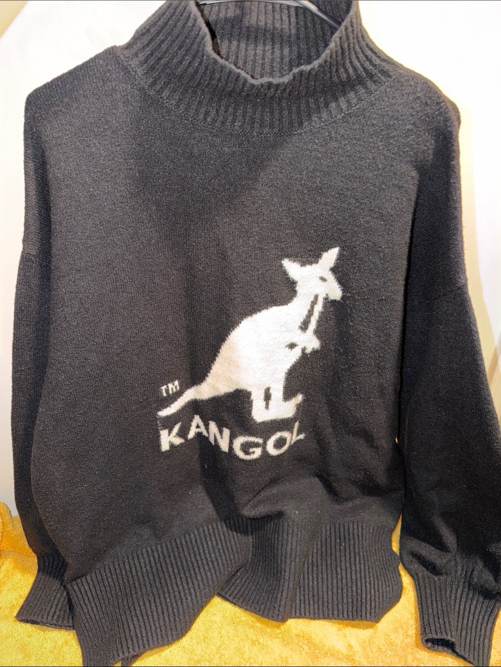 H&M Black Cowl Neck Sweater with White Kangaroo Graphic